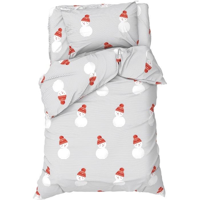 Постельное бельё Этель 1,5 сп &laquo;Снеговики&raquo;, 143х215 см, 150х214 см, 50х70 см -1 шт, 100 % хлопок, бязь