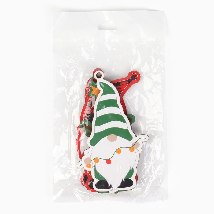 Ёлочная игрушка новогодняя , 4 шт, набор, гномики Ёлочная игрушка новогодняя , 4 шт, набор, гномики