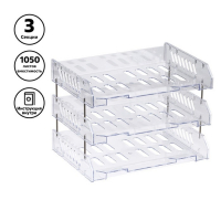 Набор лотков для бумаг горизонтальных с широкой загрузкой, "Сити", 3 шт., на металлических стержнях, прозрачный Набор лотков для бумаг горизонтальных с широкой загрузкой, "Сити", 3 шт., на металлических стержнях, прозрачный