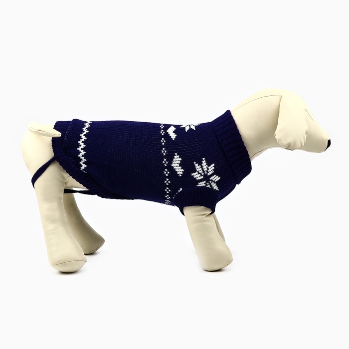 Одежда для собак. Свитер вязаный с орнаментом &laquo;Новогодний&raquo;, синий, размер M