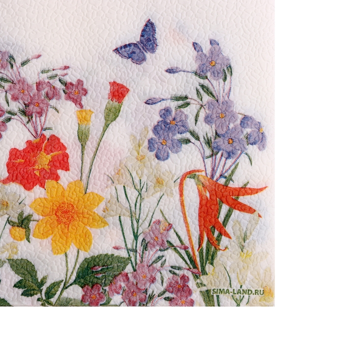 Салфетки бумажные двухслойные Салфетки бумажные двухслойные "Полевые цветы", 33х33 см, набор 20 шт.