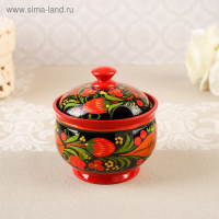 Сахарница, с ложкой, 10&times;9 см, хохлома