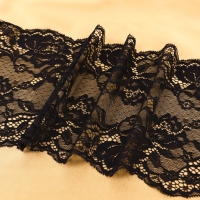 Кружевная эластичная ткань, 180 мм &times; 2,7 &plusmn; 0,5 м, цвет чёрный