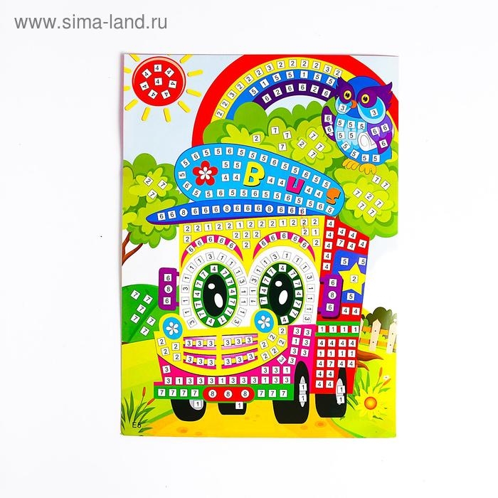 Мозаика стикерная &laquo;Веселый автобус&raquo; блестки, стразы