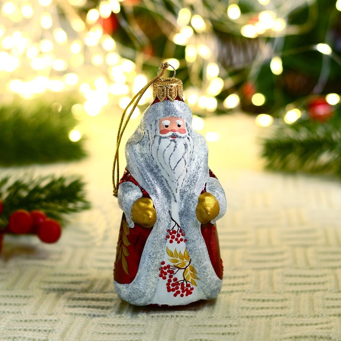 Ёлочная игрушка Ёлочная игрушка "Дед Мороз" рябинка, ручная роспись, 13 см