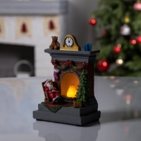 Светодиодная фигура &laquo;Камин&raquo; 13 &times; 9 &times; 6 см, полистоун, батарейки АААх2 (не в комплекте), свечение тёплое белое