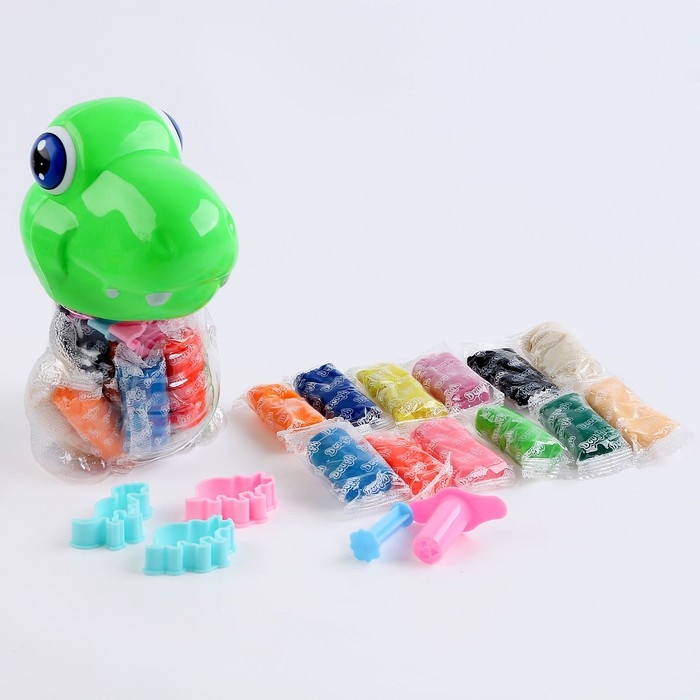 Тесто для лепки &laquo;Дракон&raquo; 12 цветов по 12,5 г, 3 формы, цвета МИКС