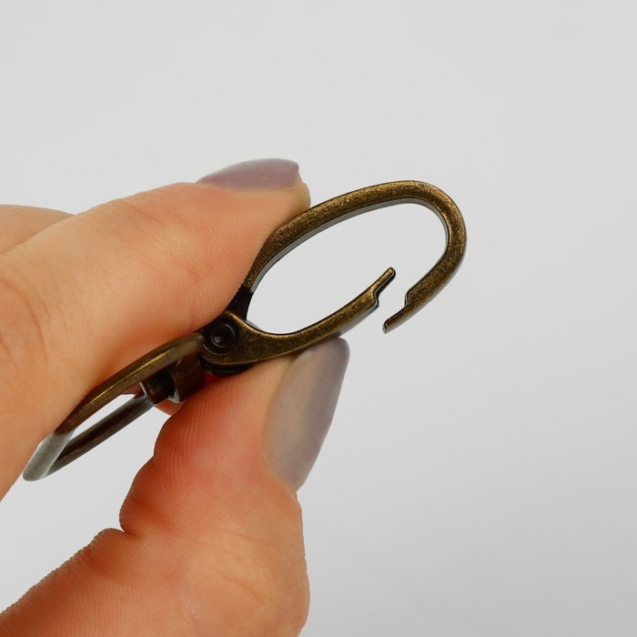 Карабин металлический, 45 &times; 38 мм / 32 &times; 2,7 мм, 10 шт, цвет бронзовый