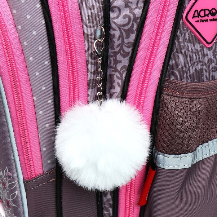 Рюкзак школьный 40х33х15см, эргономичная спинка, Across 410, серый/розовый