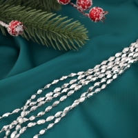 Бусы на ёлку 2 м d-3 мм "Овалы грани" серебро