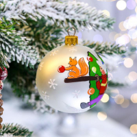 Ёлочная игрушка Шар &laquo;Хоровод&raquo;, 80 мм, ручная роспись, стекло