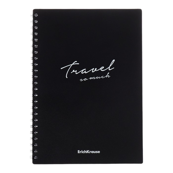 Тетрадь на спирали, 80 листов в клетку, ErichKrause Classic Words, пластиковая обложка, блок офсет 100% белизна, чёрная Тетрадь на спирали, 80 листов в клетку, ErichKrause Classic Words, пластиковая обложка, блок офсет 100% белизна, чёрная