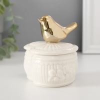 Шкатулка керамика "Птичка прованс" белая 9,5х9,3х9 см Шкатулка керамика "Птичка прованс" белая 9,5х9,3х9 см