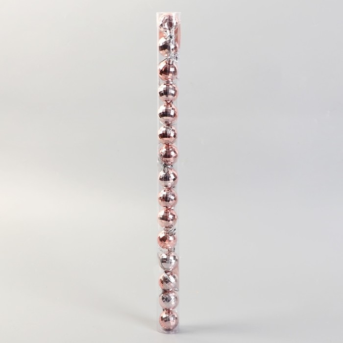 Набор шаров пластик d-3 см, 15 шт "Диско глянец" розовый