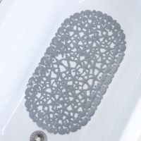 Коврик противоскользящий в ванну на присосках Доляна &laquo;Прибрежье&raquo;, 38&times;66 см, цвет серый