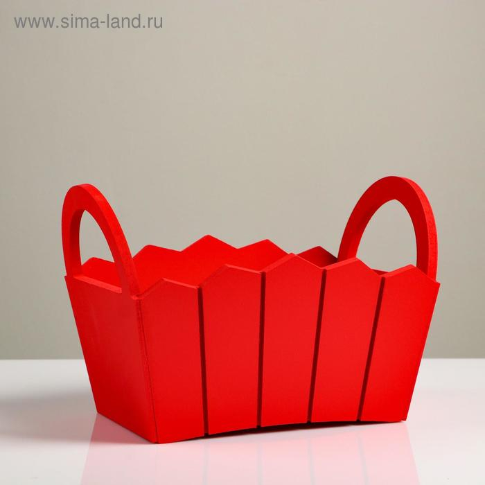 Кашпо деревянное 27&times;18&times;19 см "Мария", ручки боковые, МДФ, красное