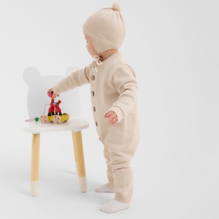 Комбинезон детский вязаный MINAKU, рост 74-80, цвет бежевый