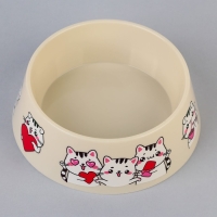 Миска пластиковая &laquo;Милые котята&raquo;, бежевая, 300 мл
