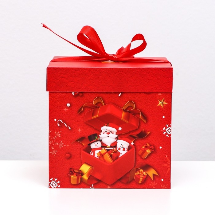 Новый год. Коробка Самосборная "Дед мороз в коробке" 15 х 15 х 15 см