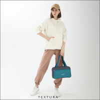 Сумка для обуви на молнии, наружный карман, TEXTURA, цвет серый/бирюзовый Сумка для обуви на молнии, наружный карман, TEXTURA, цвет серый/бирюзовый