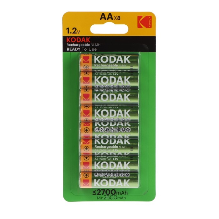 Аккумулятор Kodak, Ni-Mh, AA, HR6-8BL, 2700 мАч, блистер, 8 шт. Аккумулятор Kodak, Ni-Mh, AA, HR6-8BL, 2700 мАч, блистер, 8 шт.