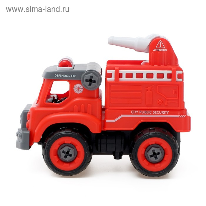 Конструктор винтовой &laquo;Пожарная машина&raquo;, с электрическим шуруповёртом, радиоуправляемый, 31 деталь