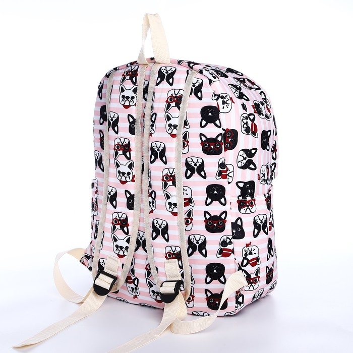 Рюкзак школьный из текстиля на молнии, 3 кармана, пенал, цвет розовый Рюкзак школьный из текстиля на молнии, 3 кармана, пенал, цвет розовый