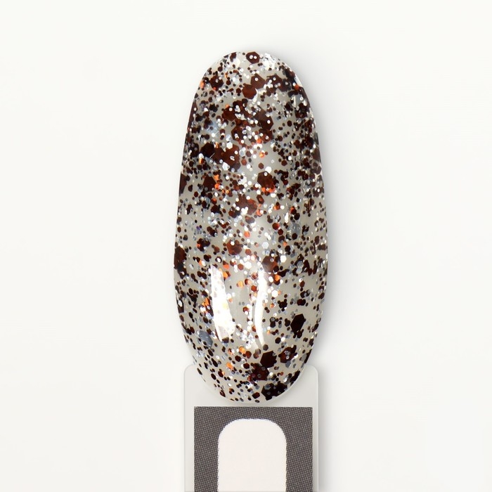 Гель лак для ногтей, &laquo;GLITTER FLASH&raquo;, 3-х фазный, 8мл, LED/UV, цвет прозрачный/коричневый (12)