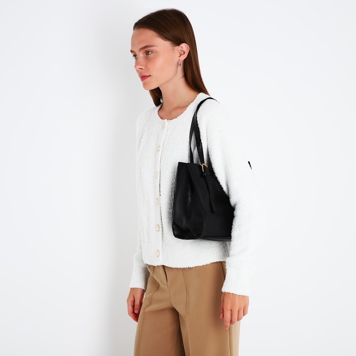 Сумка женская тоут на молнии, цвет чёрный Сумка женская тоут на молнии, цвет чёрный