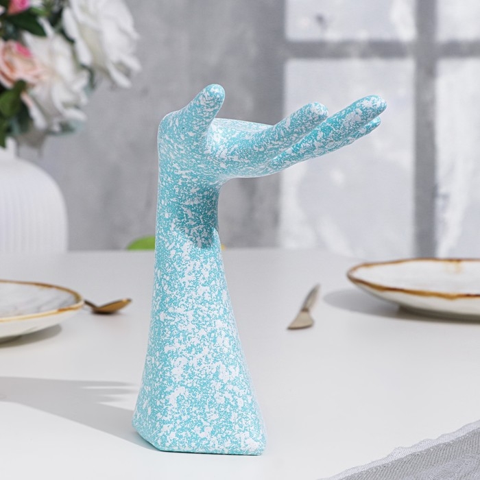 Подставка для колец "Рука", голубой, 17х7,8х10,4 см