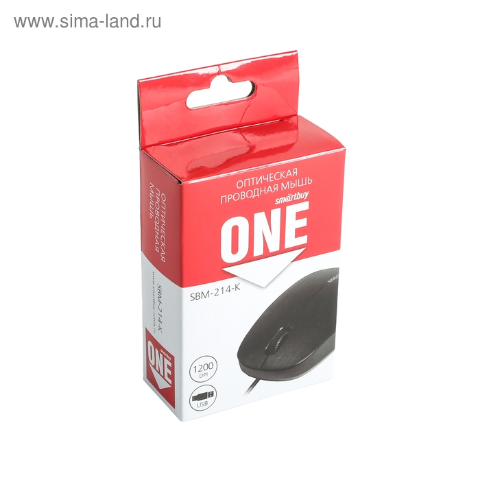 Мышь Smartbuy ONE 214-K, проводная, оптическая, 1200 dpi, USB, чёрная Мышь Smartbuy ONE 214-K, проводная, оптическая, 1200 dpi, USB, чёрная