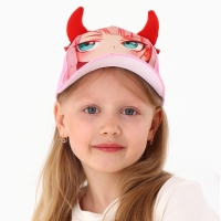 Кепка детская для девочки &laquo;Чертенок&raquo; аниме с заколками, р-р 52-54 5-7 лет
