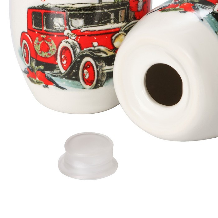 Набор для специй Доляна &laquo;С Новым годом&raquo;, 3 предмета: солонка 130 мл, перечница 130 мл, подставка