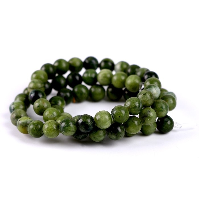 Бусины из натурального камня &laquo;Зелёный нефрит&raquo; набор 58 шт., размер 1 шт. &mdash; 6 мм