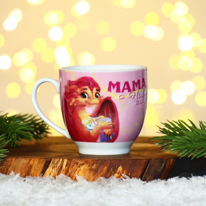 Подарочный набор новогодний из керамики &laquo;Мама, папа, с Новым годом!&raquo;, кружка 180 мл. 2 шт., ложка 2 шт., цвет белый