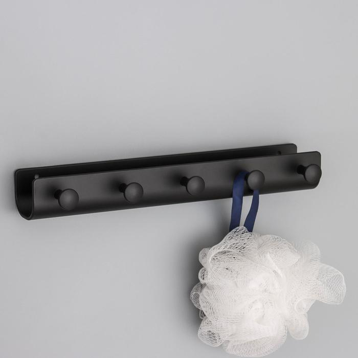 Вешалка на 5 крючков &laquo;Став&raquo;, 27,5&times;4&times;3,5 см, цвет чёрный