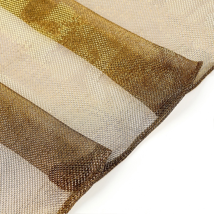 Лоскут трикотаж &laquo;Кольчуга&raquo;, мелкая сетка, золото на черном