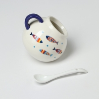 Сахарница с ложкой Доляна &laquo;Емеля&raquo;, 200 мл, цвет белый