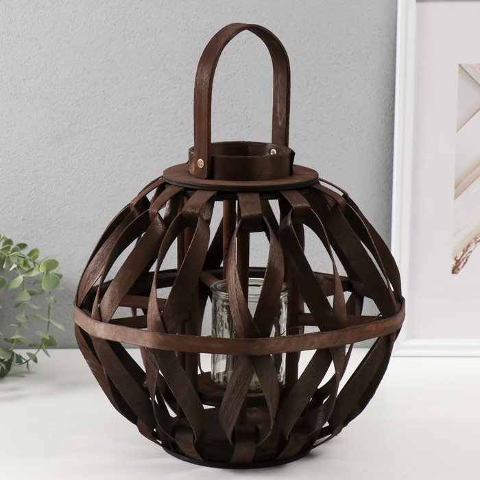 Подсвечник дерево на 1 свечу Подсвечник дерево на 1 свечу "Петельки" тёмно-коричневый 10х34х30 см