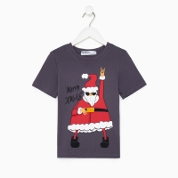 Футболка детская KAFTAN "Xmas family" , размер 30 (98-104), цвет серый