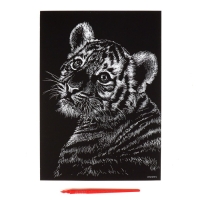 Гравюра &laquo;Тигрёнок&raquo; с металлическим эффектом &laquo;золото&raquo; А4