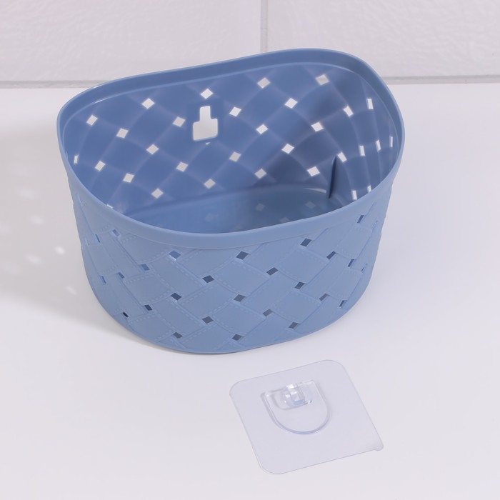 Органайзер для хранения, навесной, 1 секция, с клеевыми крючками, 16,5 &times; 12 &times; 9 см, цвет МИКС