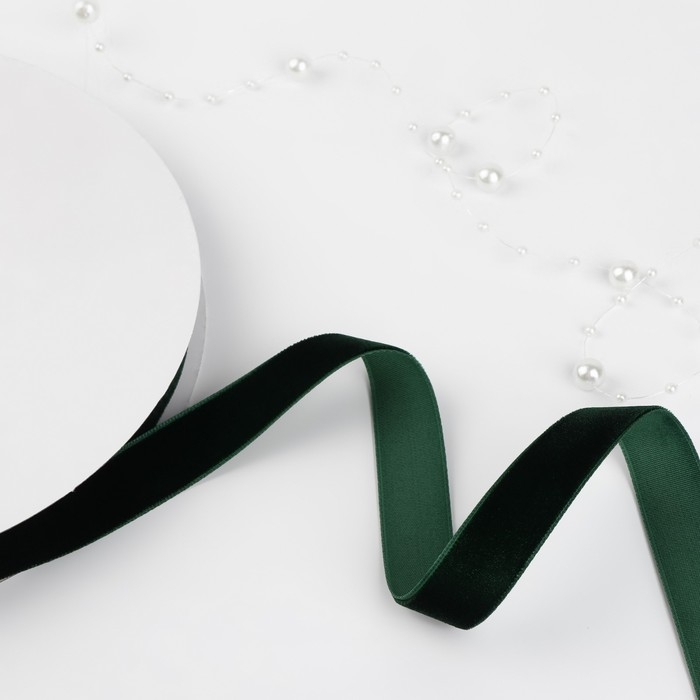 Лента бархатная, 15 мм, 18 ± 1 м, цвет зелёный №165 Лента бархатная, 15 мм, 18 ± 1 м, цвет зелёный №165