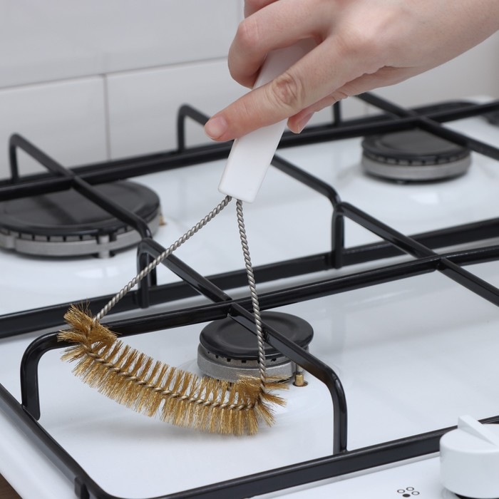 Щётка для чистки посуды и решёток-гриль Raccoon, металлической щетина, 23,5&times;11 см, цвет белый