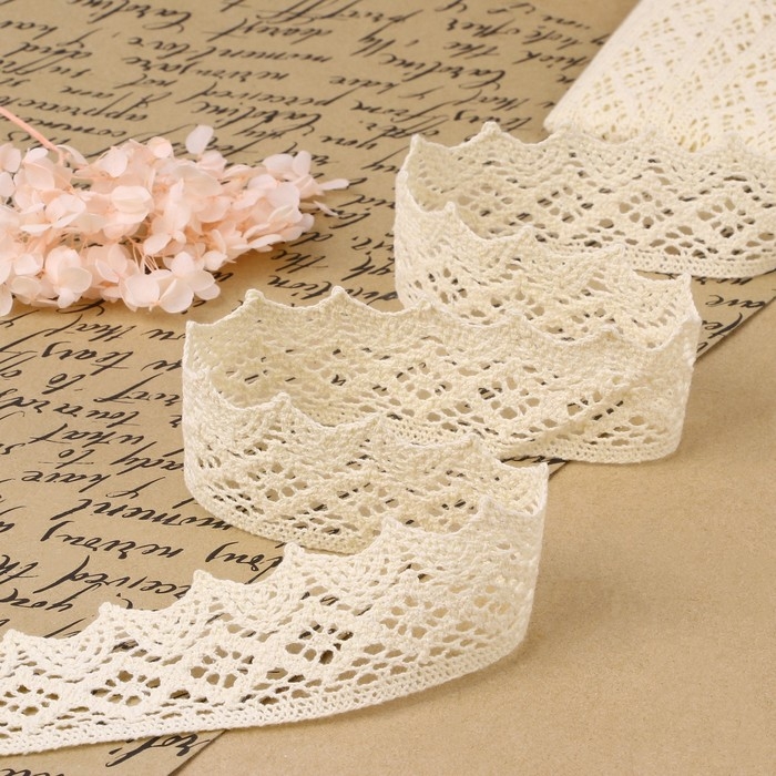 Кружево вязаное, 40 мм &times; 10 &plusmn; 1 м, цвет бежевый