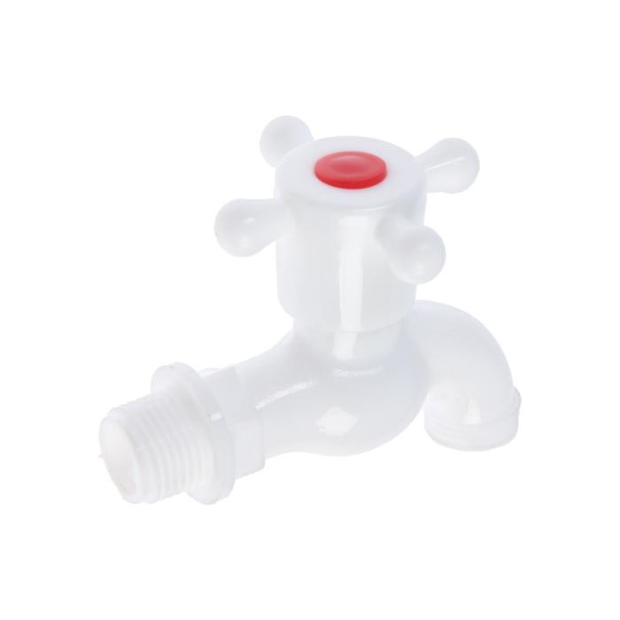Кран водоразборный ZEIN Z2189, 1/2", с крестовой ручкой, PP, шаровой механизм, белый