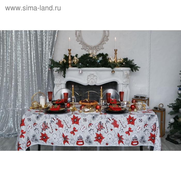 Скатерть новогодняя Доляна &laquo;Новогоднее настроение&raquo; 250х149 см, 100% хлопок, 164 г/м2