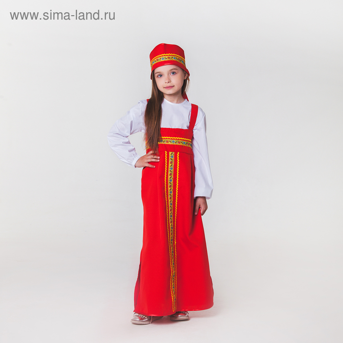 Карнавальный костюм для девочки «Русский народный», сарафан, рубашка, кокошник, 6-7 лет, рост 122-128 см Карнавальный костюм для девочки «Русский народный», сарафан, рубашка, кокошник, 6-7 лет, рост 122-128 см