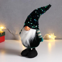 Кукла интерьерная "Дед Мороз в зелёном колпаке с пайетками" 33х9х14 см Кукла интерьерная "Дед Мороз в зелёном колпаке с пайетками" 33х9х14 см