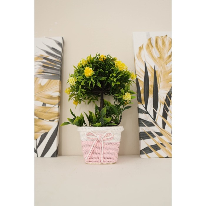 Кашпо для цветов плетёное «Бантик», 10,5×10,5×8 см, цвет МИКС Кашпо для цветов плетёное «Бантик», 10,5×10,5×8 см, цвет МИКС